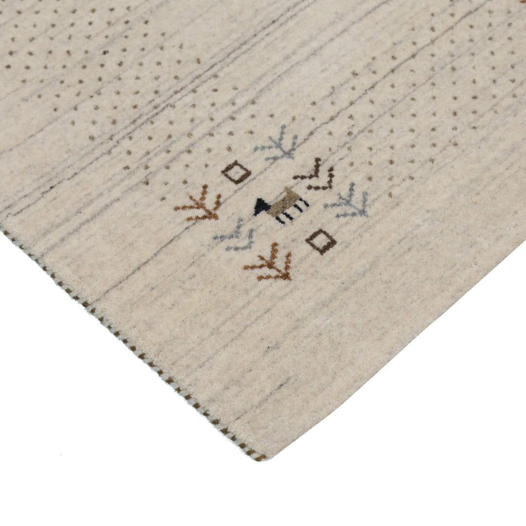 Beige Contemporary Solid Border Design Hand Loomed Wool Area Rug - The Rug Decor