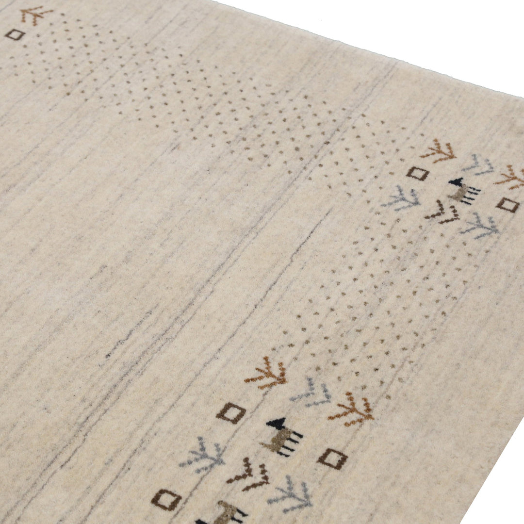 Beige Contemporary Solid Border Design Hand Loomed Wool Area Rug - The Rug Decor