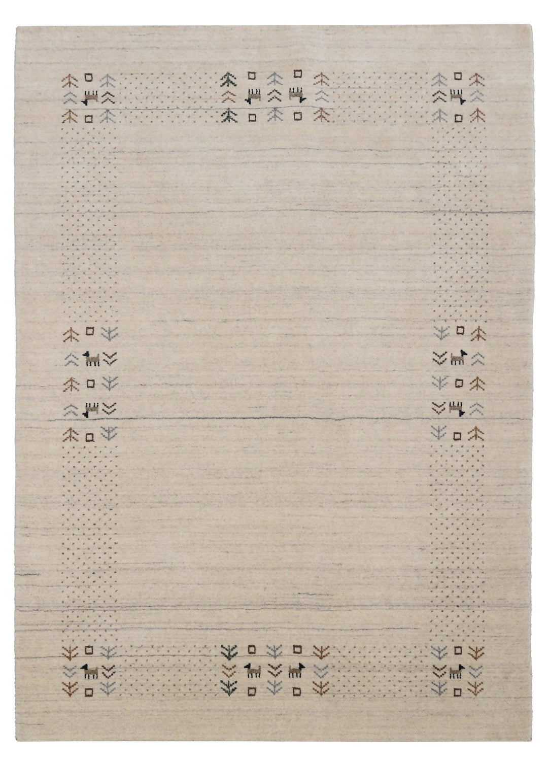 Beige Contemporary Solid Border Design Hand Loomed Wool Area Rug - The Rug Decor