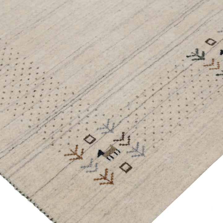Beige Contemporary Solid Border Design Hand Loomed Wool Area Rug - The Rug Decor