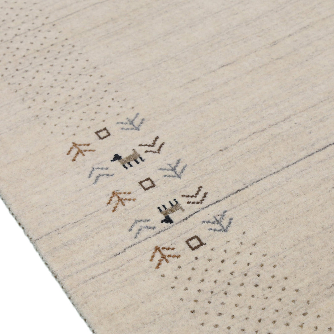 Wool Rug Bordered Design Beige Contemporary Solid Border Design Hand Loomed Wool Area Rug