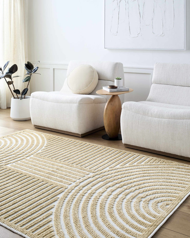 Beige Contemporary Style Washable Area Rug - The Rug Decor