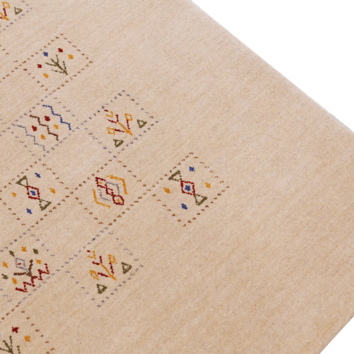 Beige Contemporary Tribal Design Hand Loomed Wool Rug - The Rug Decor