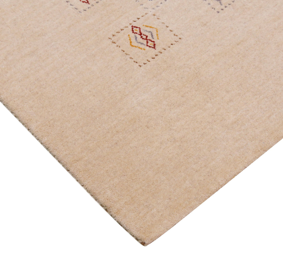 Beige Contemporary Tribal Design Hand Loomed Wool Rug - The Rug Decor