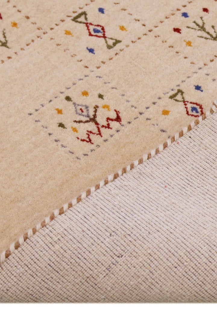 Beige Contemporary Tribal Design Hand Loomed Wool Rug - The Rug Decor