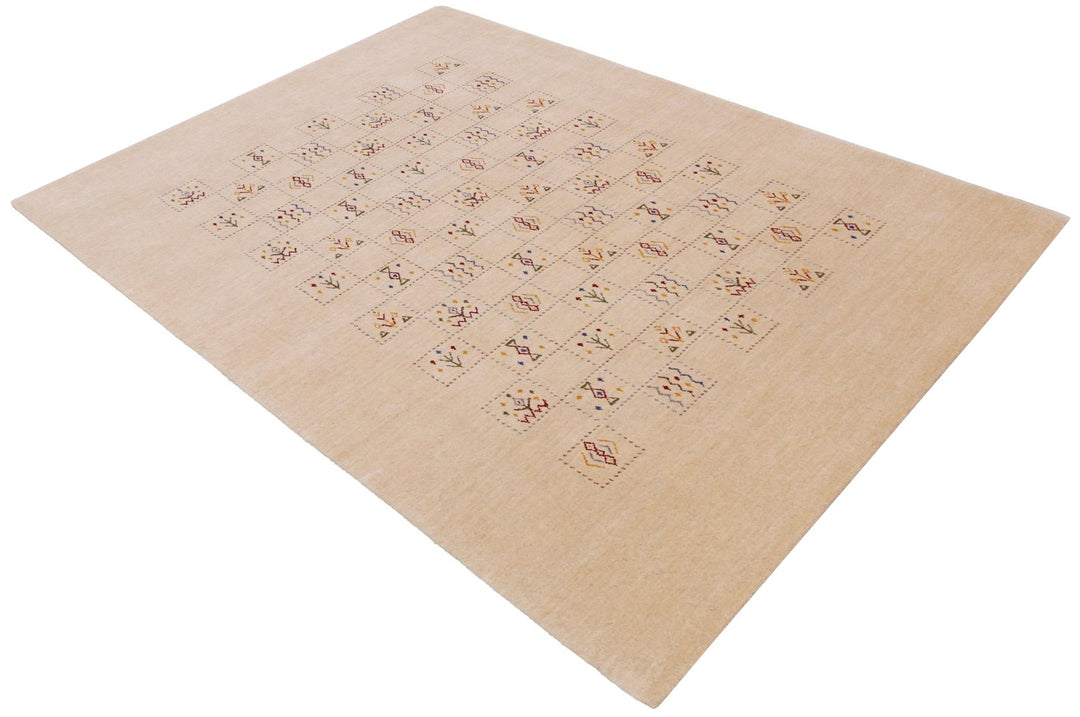 Beige Contemporary Tribal Design Hand Loomed Wool Rug - The Rug Decor