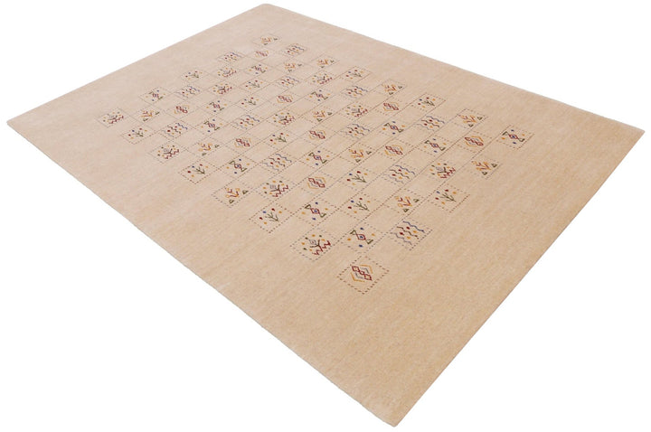 Beige Contemporary Tribal Design Hand Loomed Wool Rug - The Rug Decor