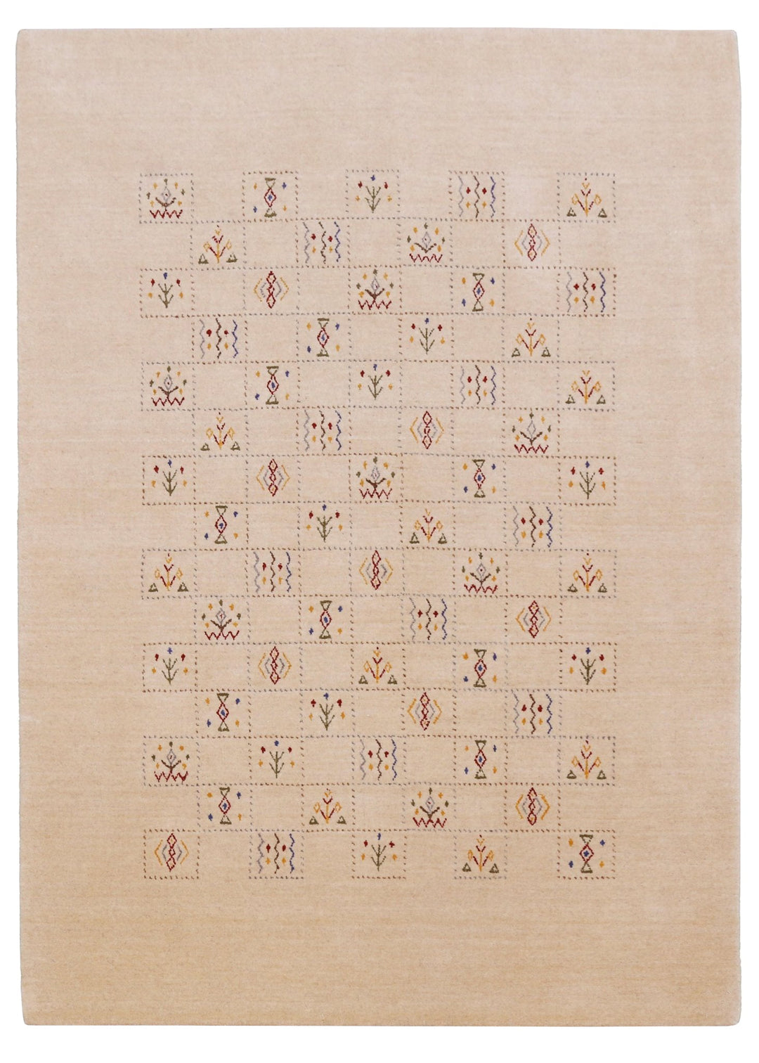 Beige Contemporary Tribal Design Hand Loomed Wool Rug - The Rug Decor