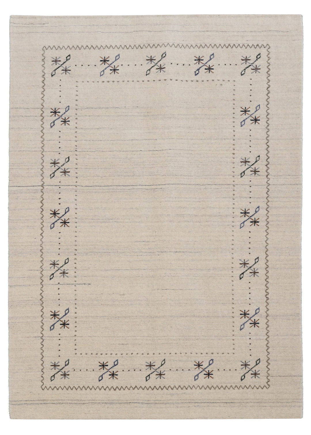 Beige Gabbeh Border Design Hand Loomed Wool Area Rug - The Rug Decor