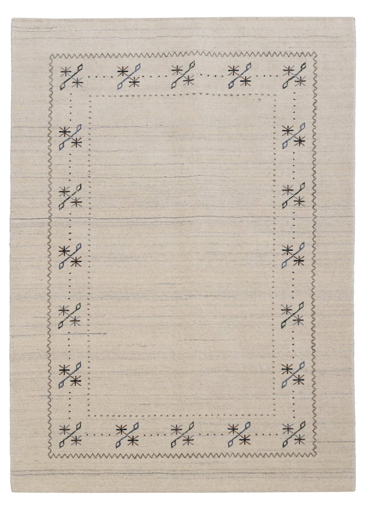 Beige Gabbeh Border Design Hand Loomed Wool Area Rug - The Rug Decor