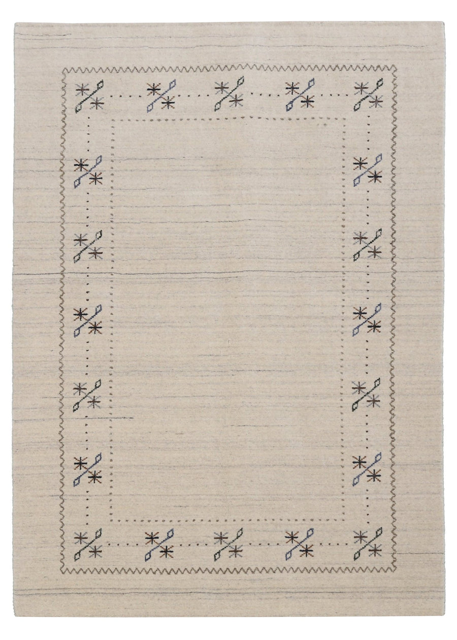 Beige Gabbeh Border Design Hand Loomed Wool Area Rug - The Rug Decor