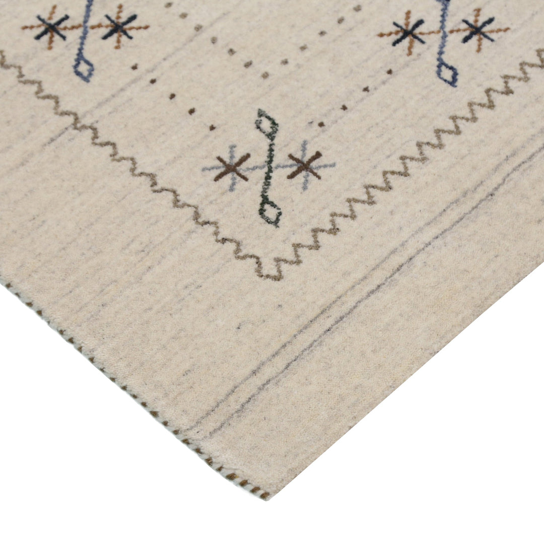 Beige Gabbeh Border Design Hand Loomed Wool Area Rug - The Rug Decor