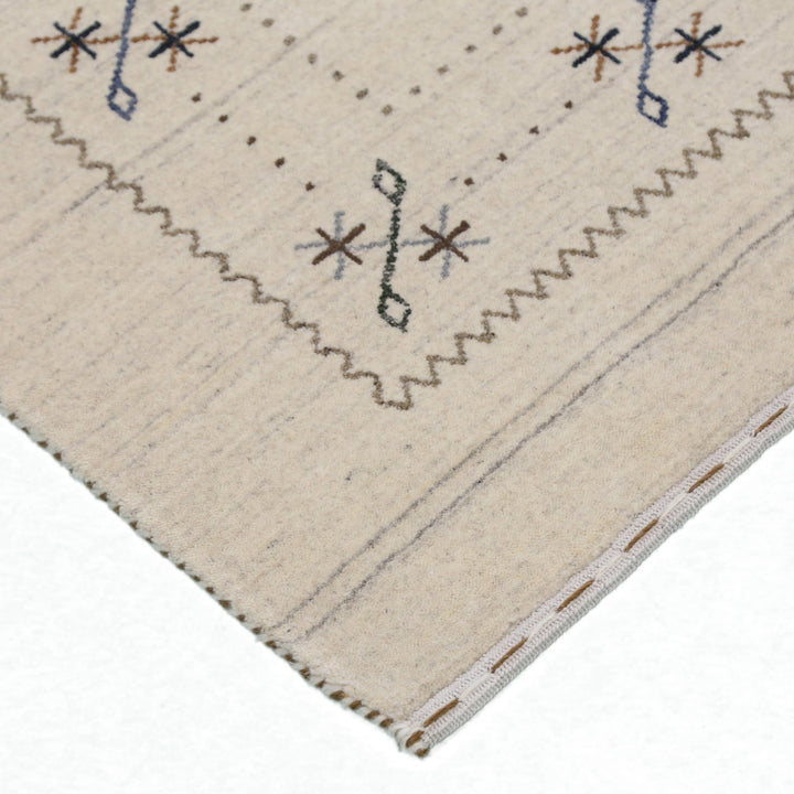 Beige Gabbeh Border Design Hand Loomed Wool Area Rug - The Rug Decor