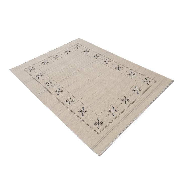 Beige Gabbeh Border Design Hand Loomed Wool Area Rug - The Rug Decor