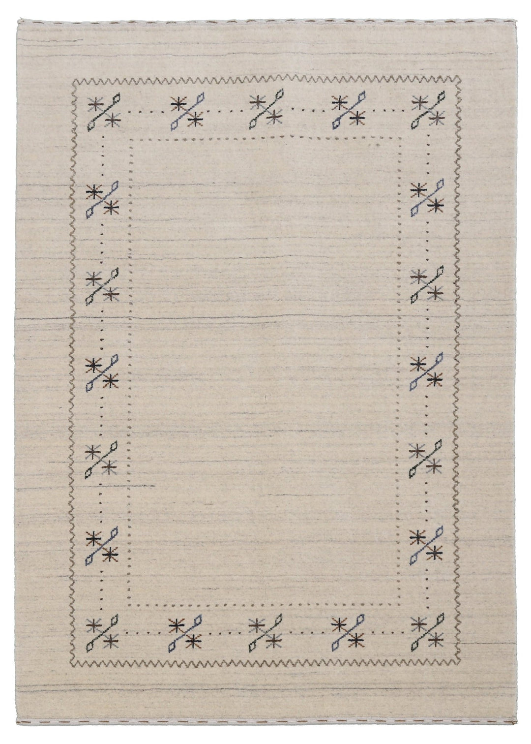 Beige Gabbeh Border Design Hand Loomed Wool Area Rug - The Rug Decor