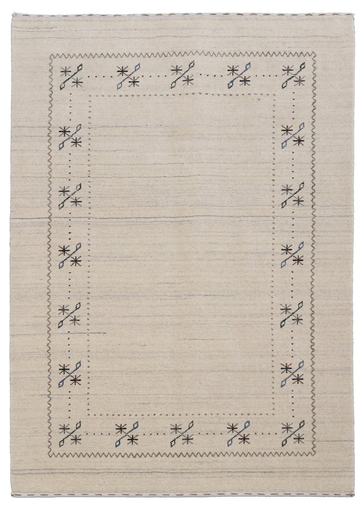 Beige Gabbeh Border Design Hand Loomed Wool Area Rug - The Rug Decor