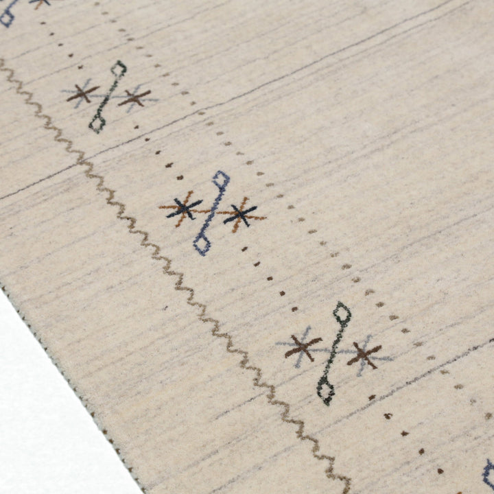 Beige Gabbeh Border Design Hand Loomed Wool Area Rug - The Rug Decor