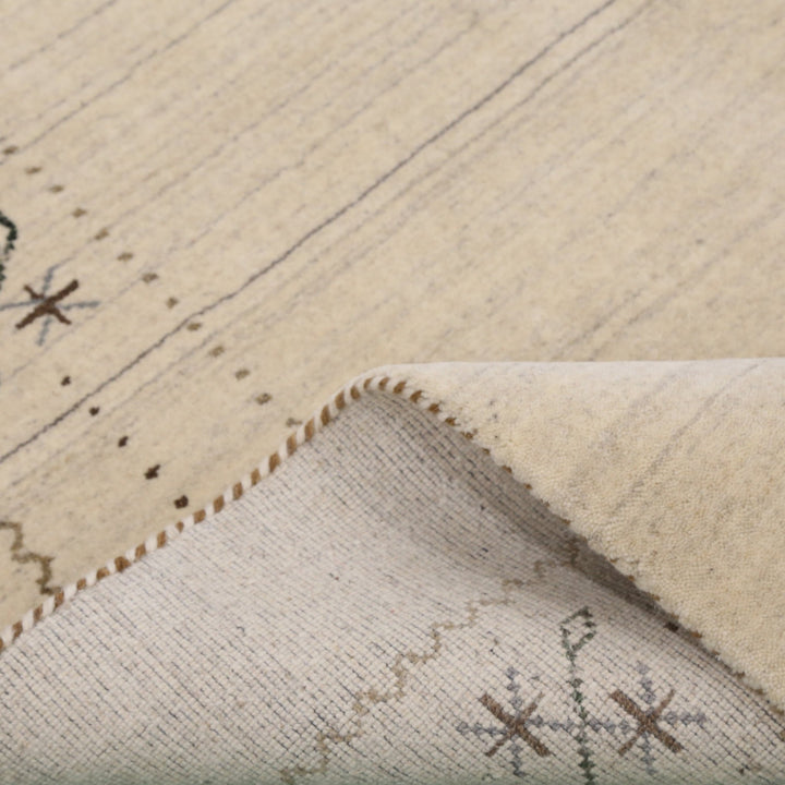 Beige Gabbeh Border Design Hand Loomed Wool Area Rug - The Rug Decor