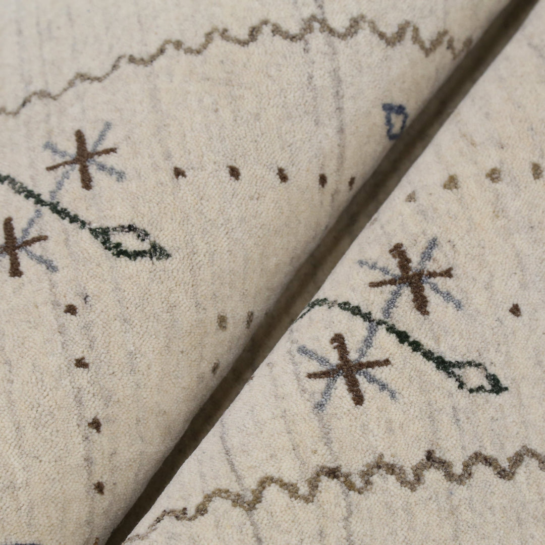 Beige Gabbeh Border Design Hand Loomed Wool Area Rug - The Rug Decor