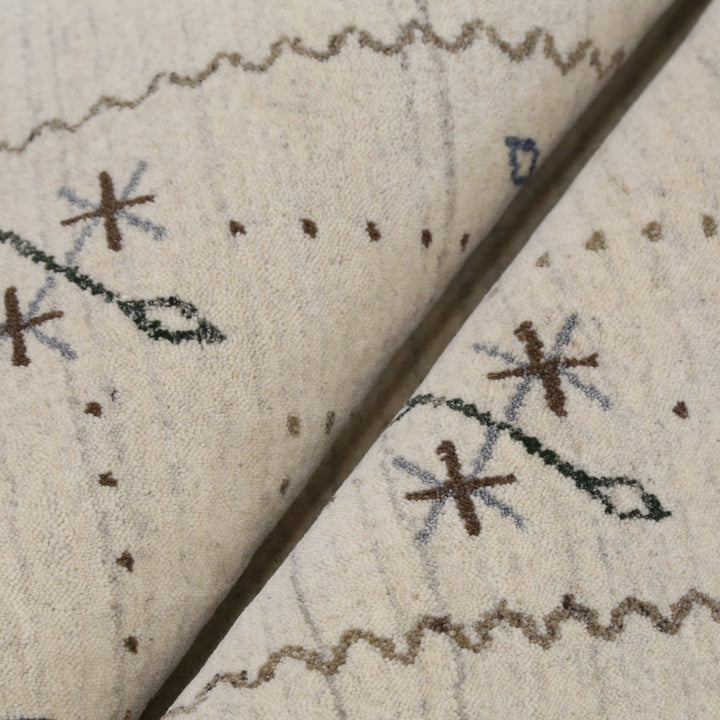 Beige Gabbeh Border Design Hand Loomed Wool Area Rug - The Rug Decor