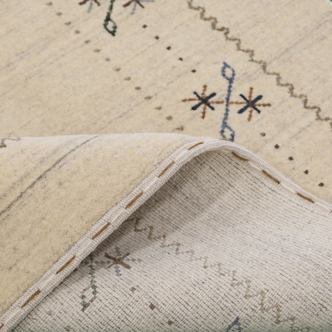 Beige Gabbeh Border Design Hand Loomed Wool Area Rug - The Rug Decor