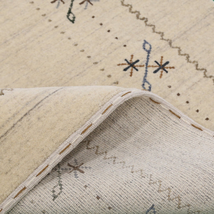 Beige Gabbeh Border Design Hand Loomed Wool Area Rug - The Rug Decor
