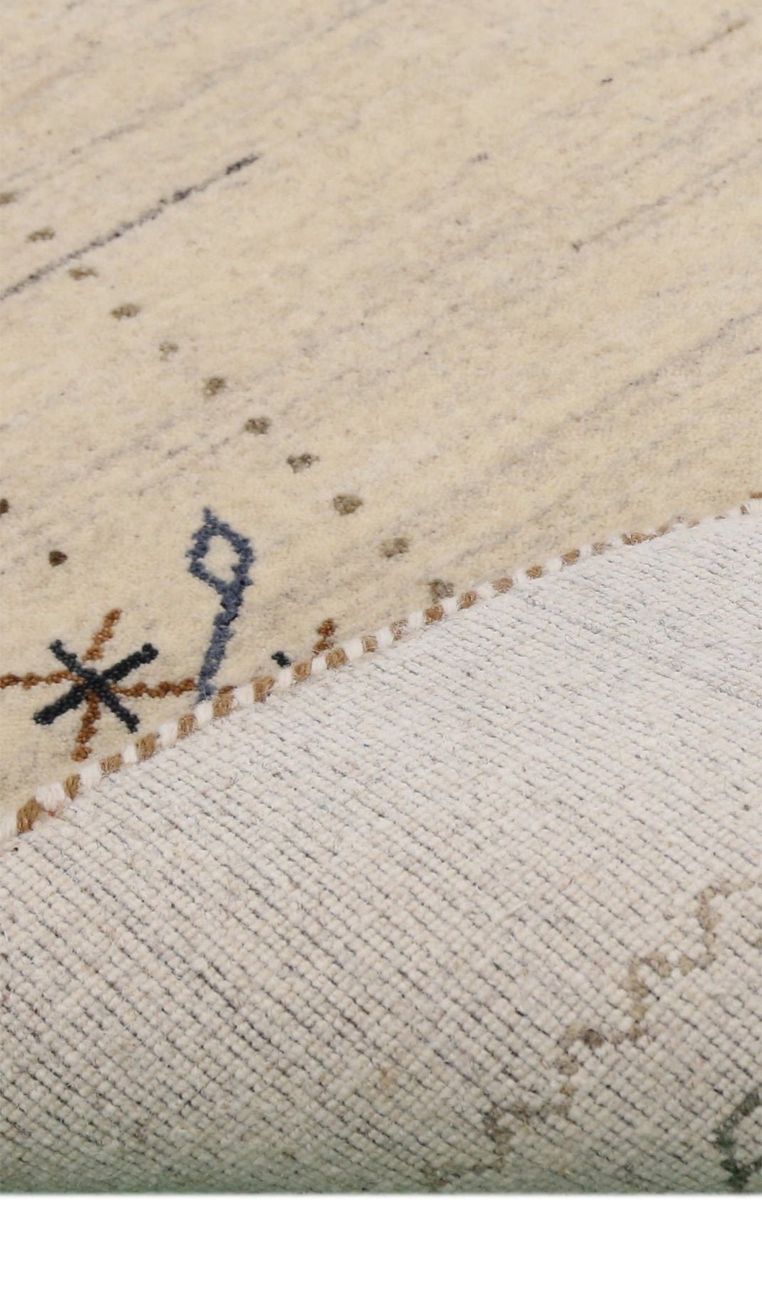 Beige Gabbeh Border Design Hand Loomed Wool Area Rug - The Rug Decor