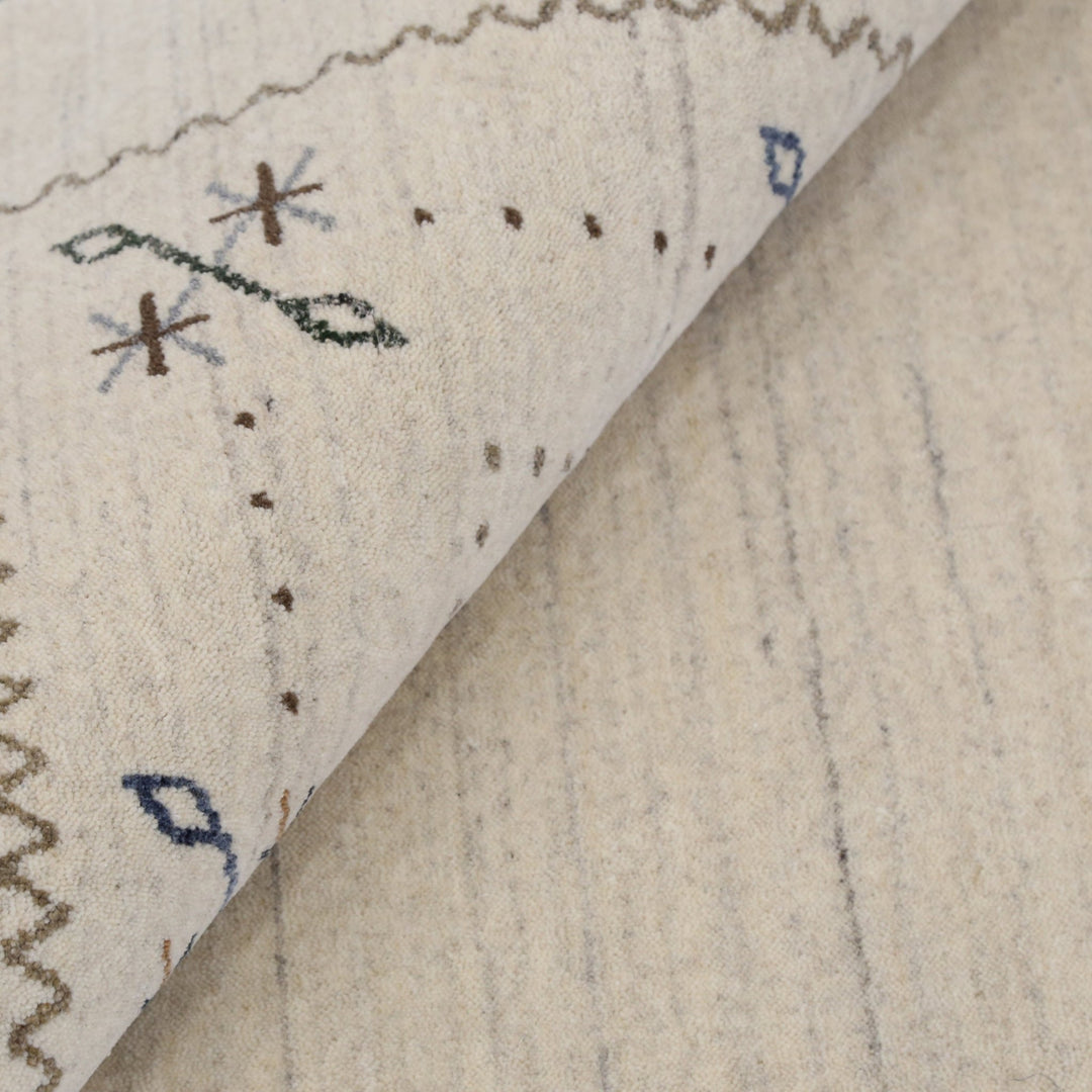 Beige Gabbeh Border Design Hand Loomed Wool Area Rug - The Rug Decor