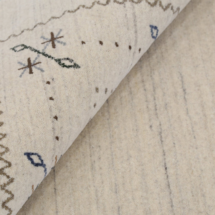 Beige Gabbeh Border Design Hand Loomed Wool Area Rug - The Rug Decor