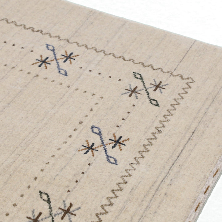 Beige Gabbeh Border Design Hand Loomed Wool Area Rug - The Rug Decor