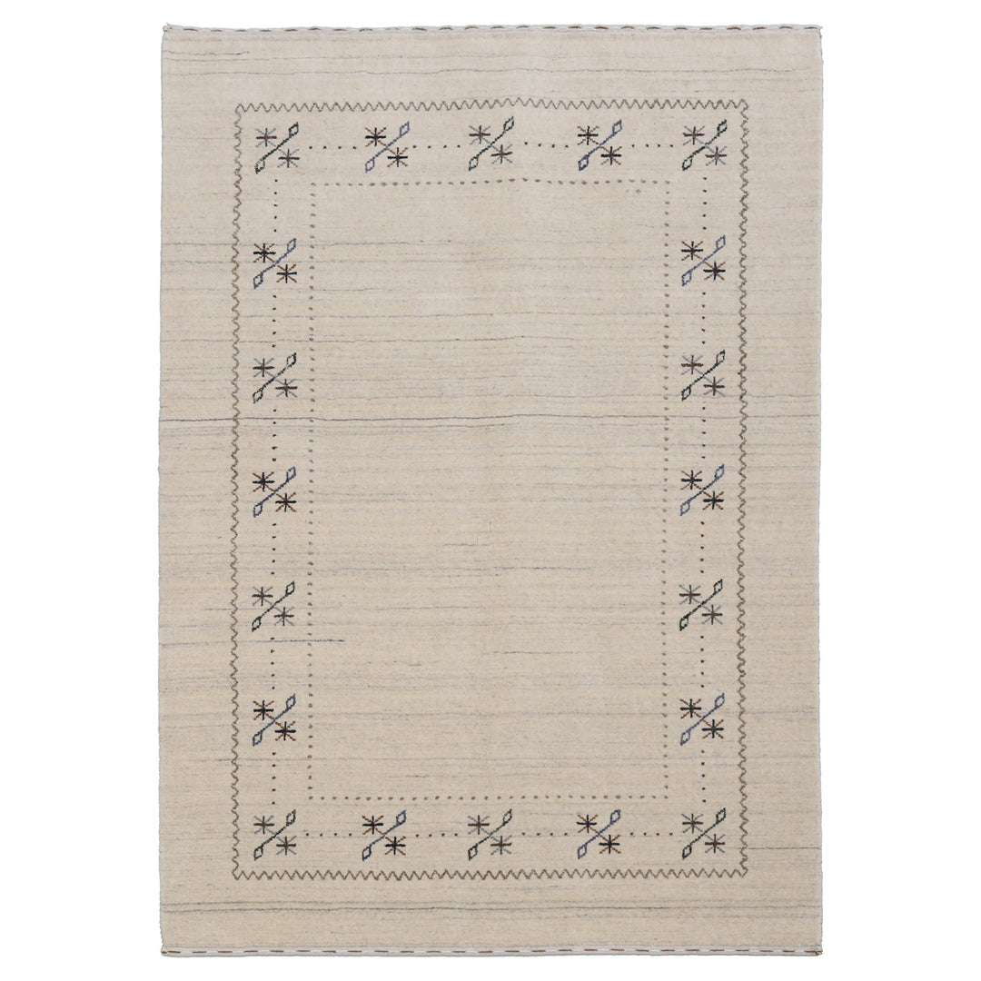 Beige Gabbeh Border Design Hand Loomed Wool Area Rug - The Rug Decor