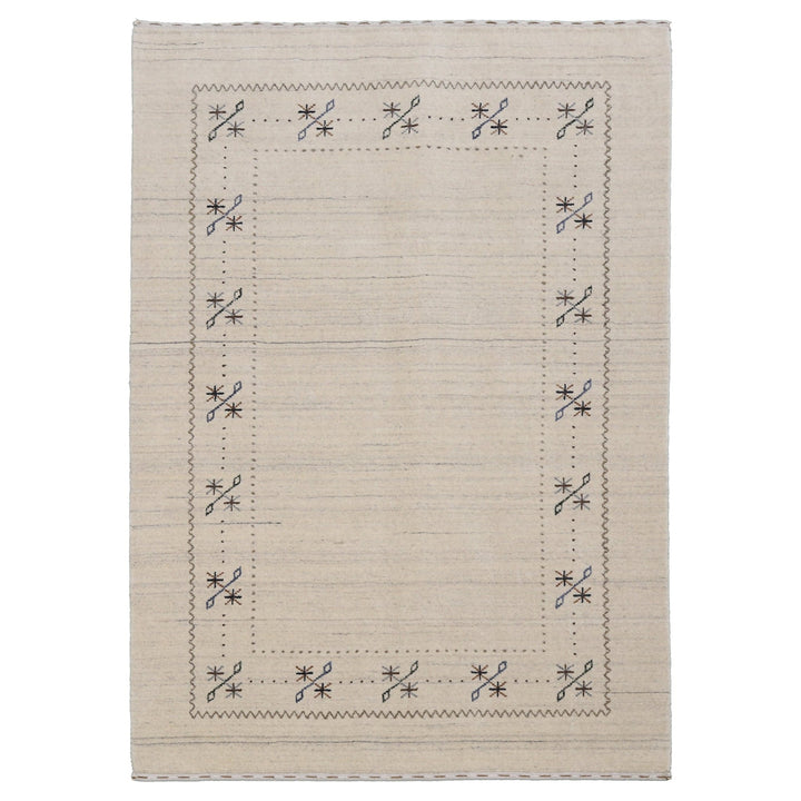Beige Gabbeh Border Design Hand Loomed Wool Area Rug - The Rug Decor