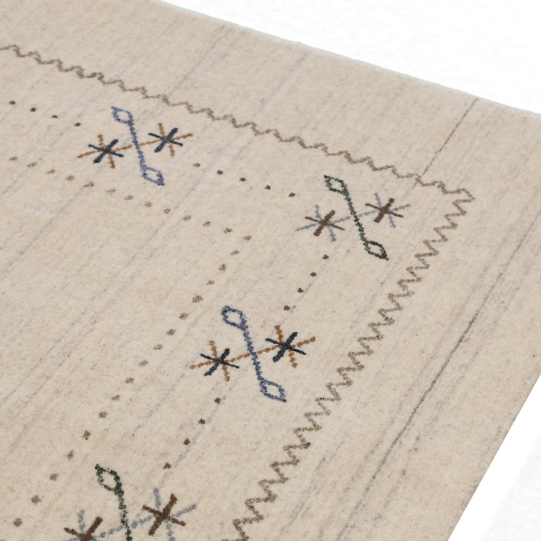 Beige Gabbeh Border Design Hand Loomed Wool Area Rug - The Rug Decor
