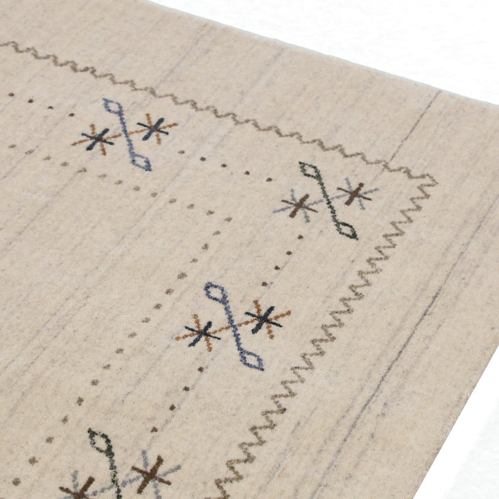 Beige Gabbeh Border Design Hand Loomed Wool Area Rug - The Rug Decor