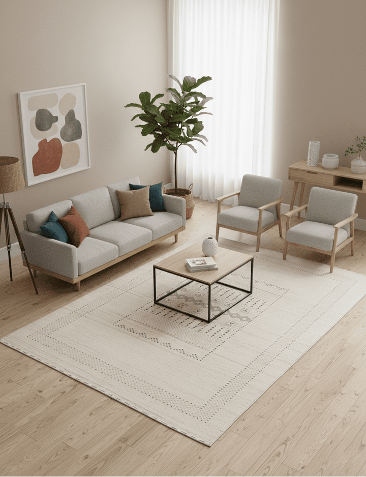 Beige Gabbeh Design Hand Loomed Wool Area Rug - The Rug Decor