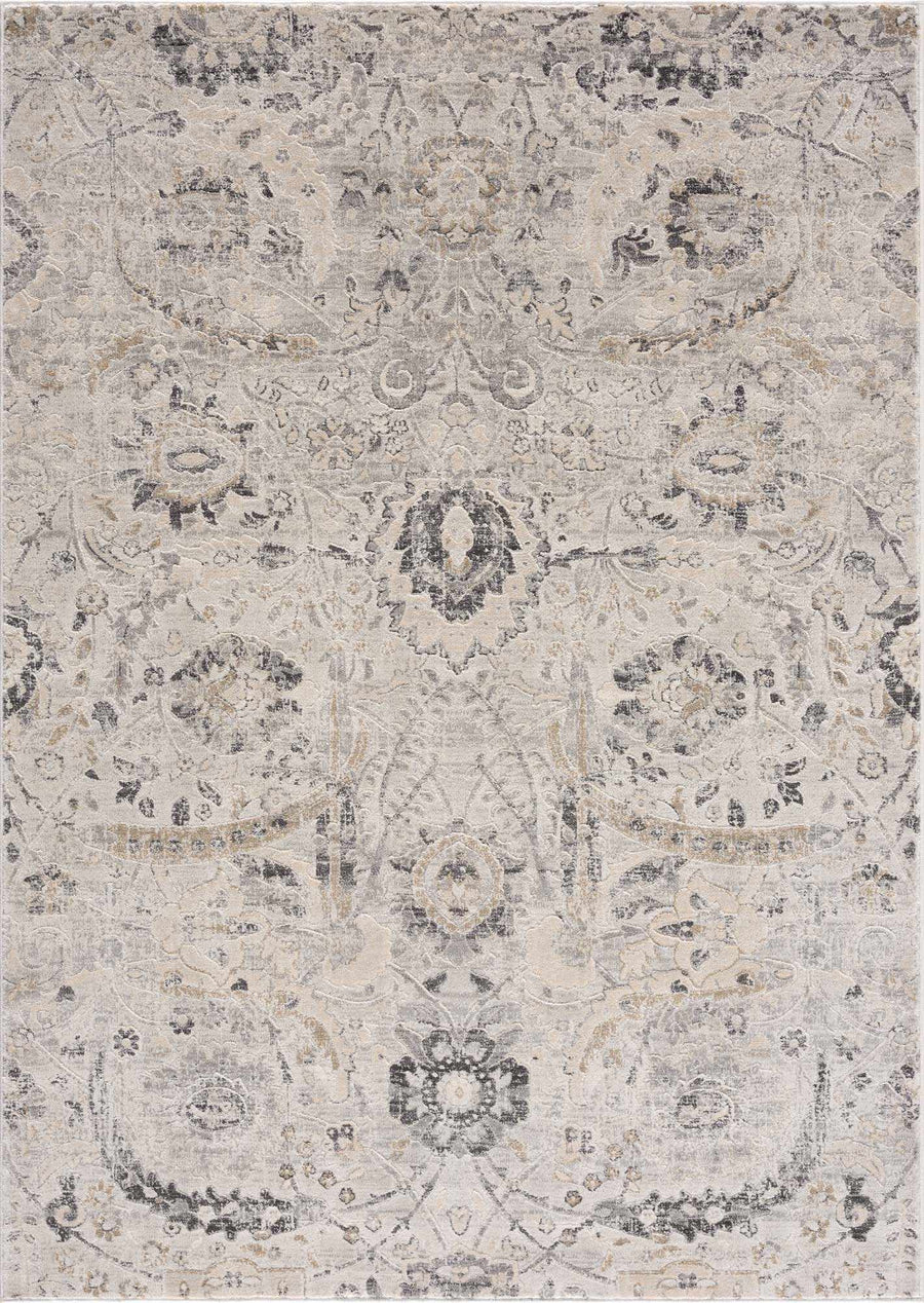 Beige, Gray and Charcoal Antique look Traditional Design area rug - The Rug Decor