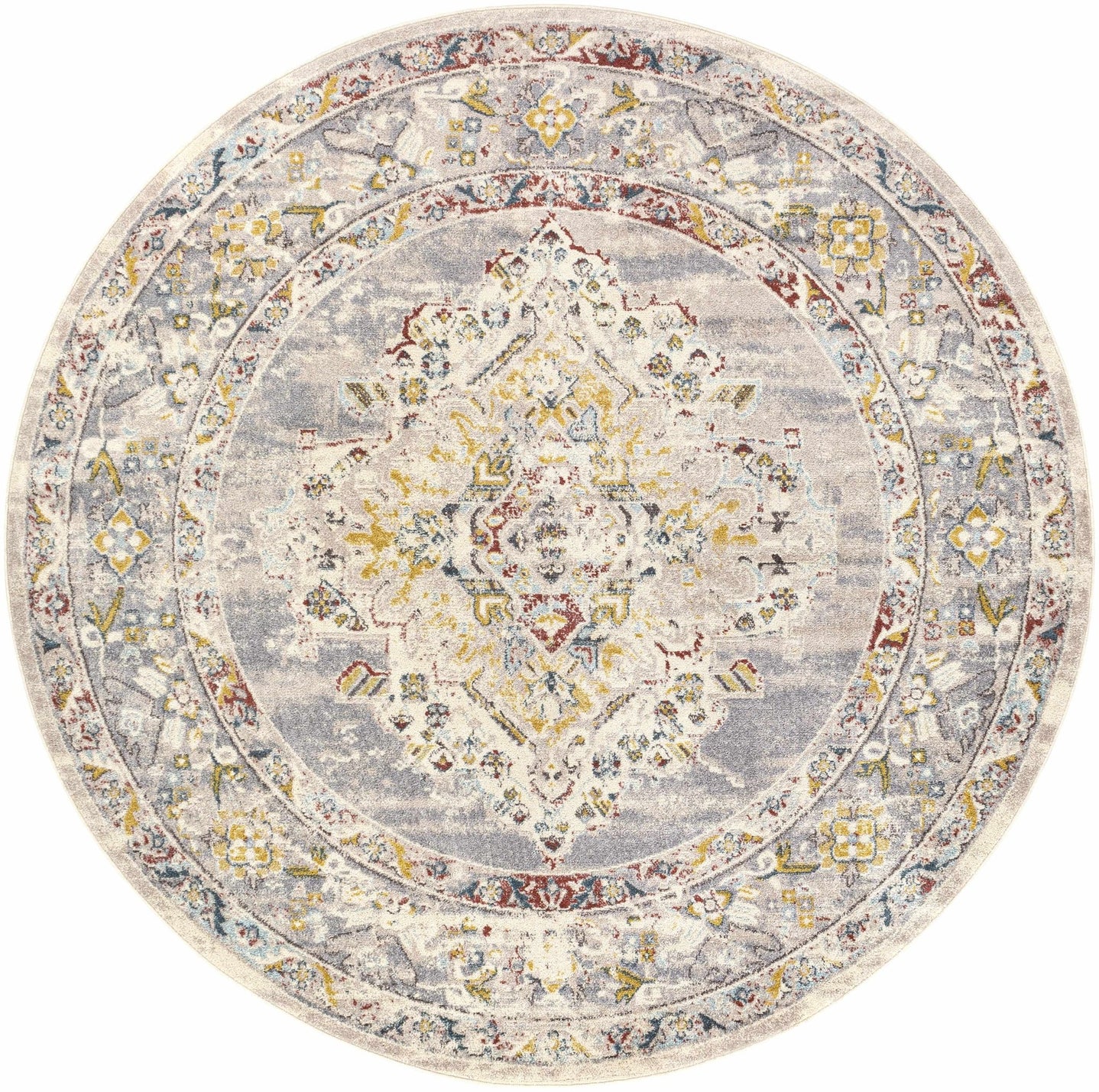 Beige, Gray and Ivory Traditional Heriz Medallion Multi size area rug - The Rug Decor