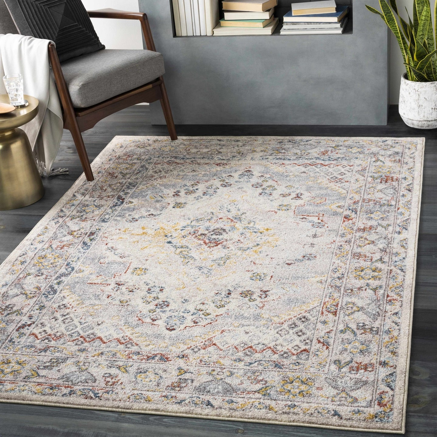 Beige, Gray and Ivory Traditional Heriz Medallion Multi size area rug - The Rug Decor