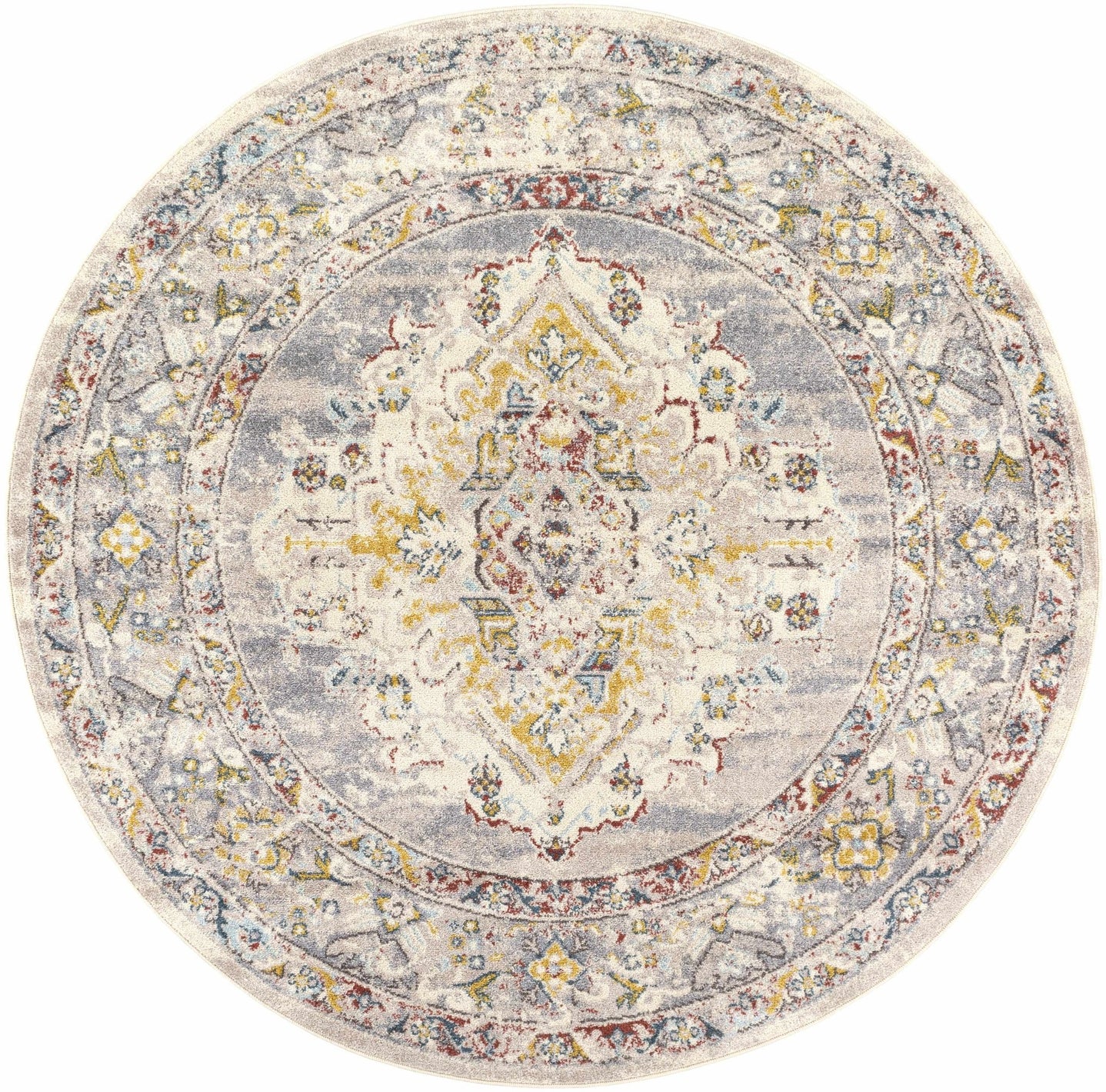 Beige, Gray and Ivory Traditional Heriz Medallion Multi size area rug - The Rug Decor