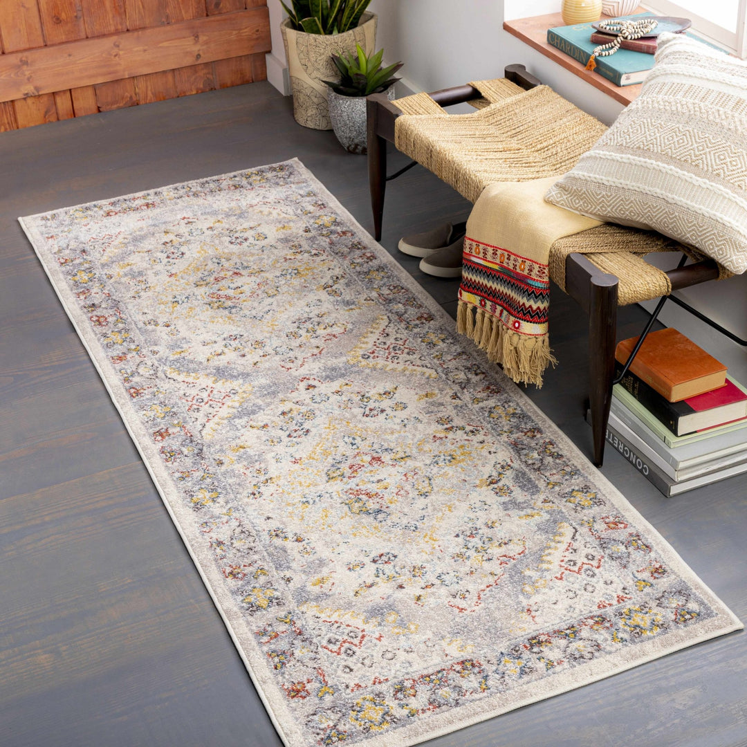 Beige, Gray and Ivory Traditional Heriz Medallion Multi size area rug - The Rug Decor