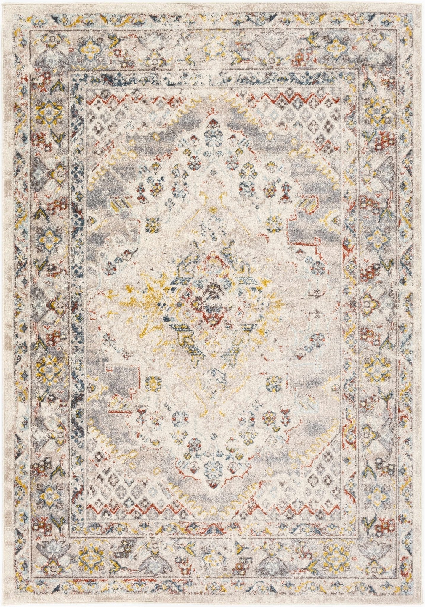 Beige, Gray and Ivory Traditional Heriz Medallion Multi size area rug - The Rug Decor