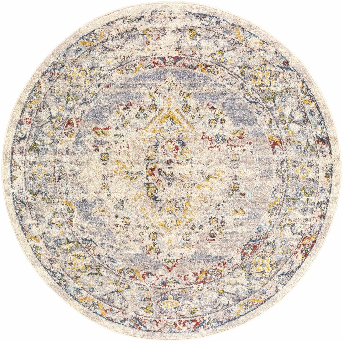 Beige, Gray and Ivory Traditional Heriz Medallion Multi size area rug - The Rug Decor