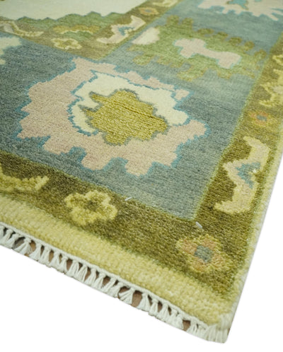 Beige, Gray and Olive Hand Knotted 8x10 Traditional Oushak wool area rug - The Rug Decor