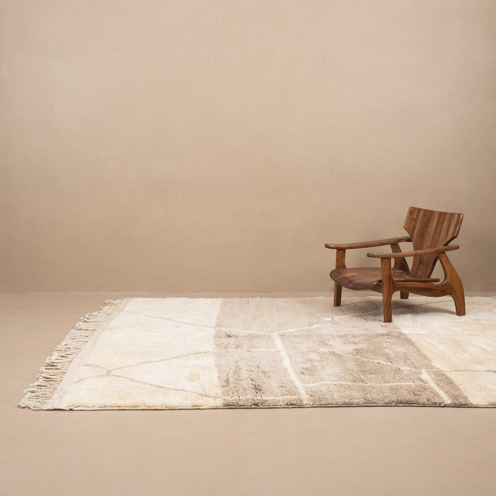 Beige Hand Knotted 8x10 Contemporary Moroccan Wool Rug - The Rug Decor