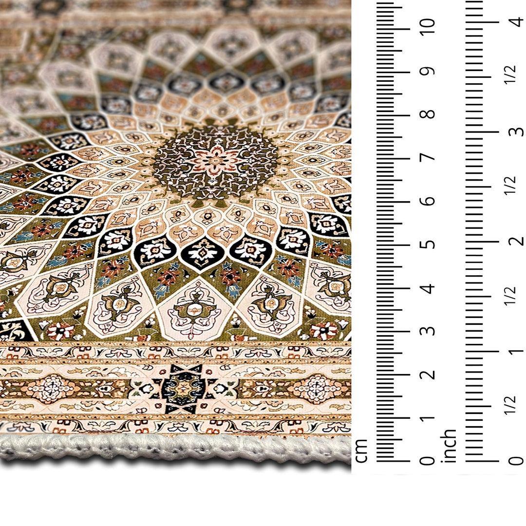Beige Medallion Design Machine Washable Cotton Area Rug - The Rug Decor