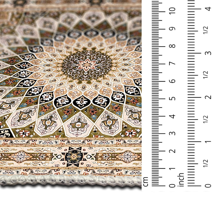Beige Medallion Design Machine Washable Cotton Area Rug - The Rug Decor