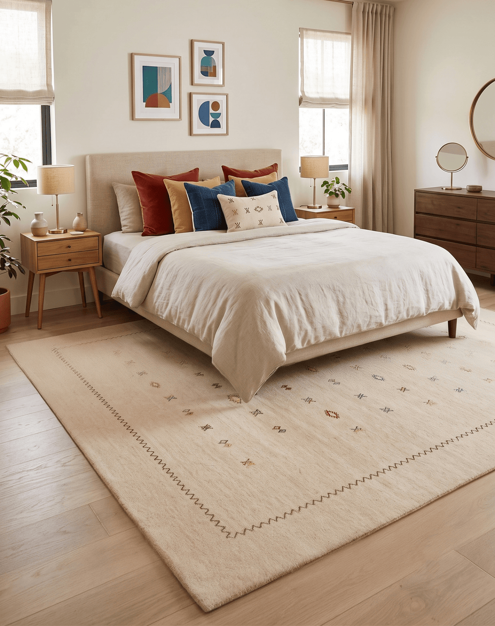 Beige Modern Design Hand Loomed Wool Area Rug - The Rug Decor