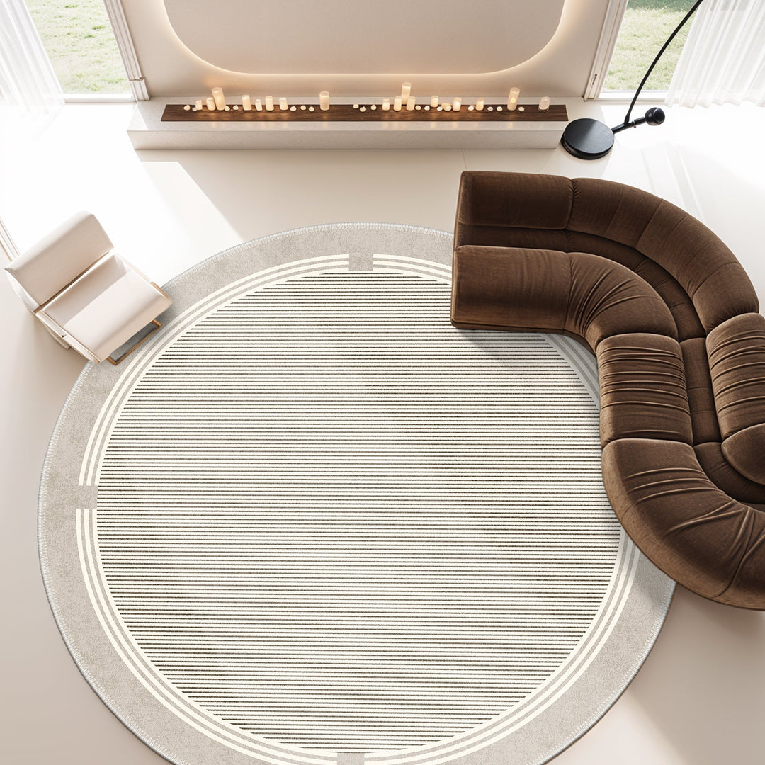 Beige Modern Pattern Machine Washable Cotton Area Rug - The Rug Decor
