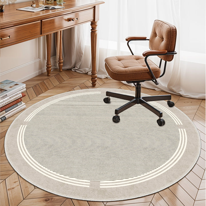 Beige Modern Pattern Machine Washable Cotton Area Rug - The Rug Decor
