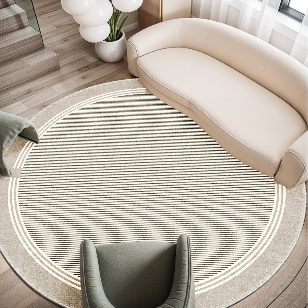 Beige Modern Pattern Machine Washable Cotton Area Rug - The Rug Decor